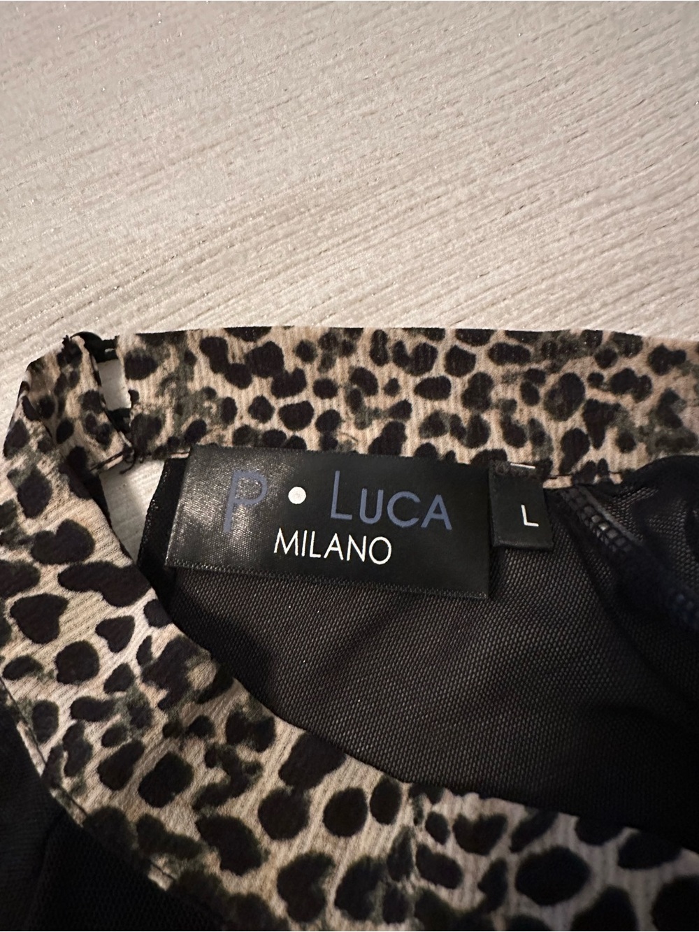 P Luca Milano Leopard Ruffle Tiered Blouse with Black Yoke - Picture 5 of 5